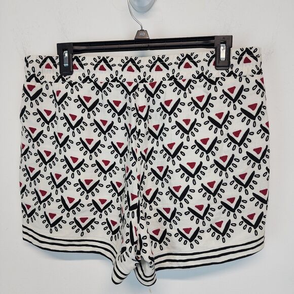 Loft Geo Linen Blend Shorts Size S Pull On Elastic Waist Drawstring Pockets - Picture 2 of 9